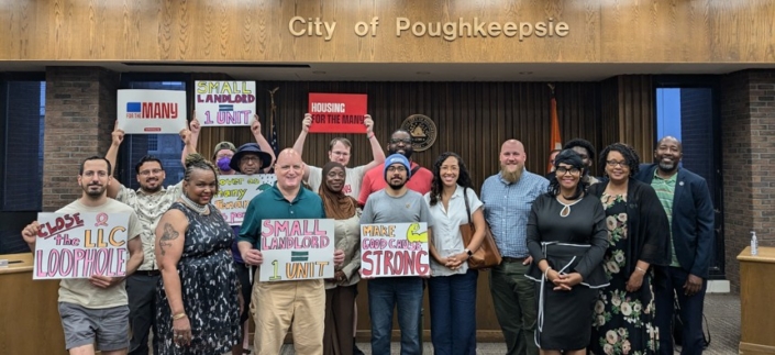 Supporters of Good Cause Eviction at Poughkeepsie City Council, summer 2024